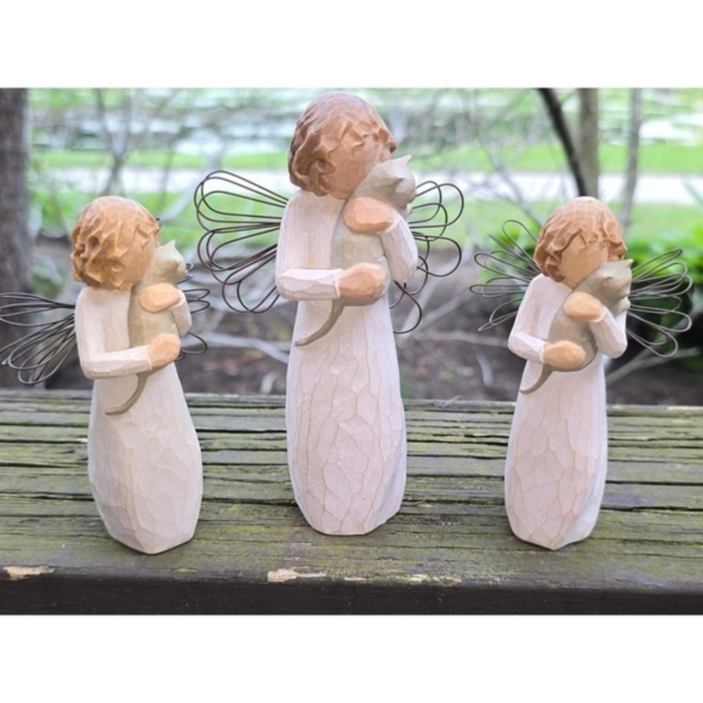 Willow Tree With Affection Figurine Lot‎ (3) - 5" & 4" Angels with Cat